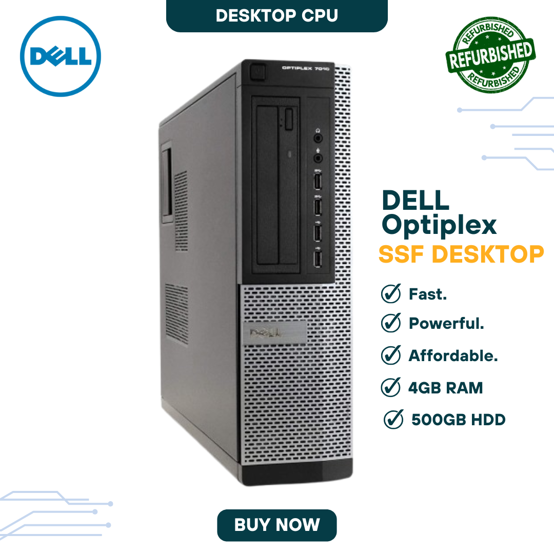 DELL OptiPlex 4GB Ram, 500GB HDD Storage, Intel Pentium Dual core, 2.9GHz Speed,  SFF Desktop Computer CPU, Windows 10 Pro, Ms Office, Ready to Use