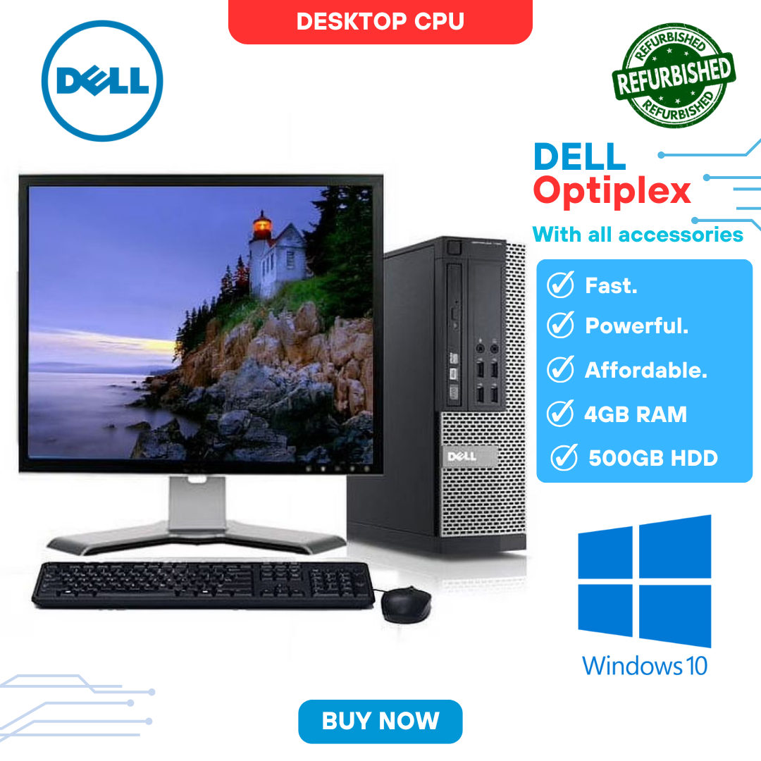 DELL Optiplex 7010 Intel Core i3 2400, 3.4GHz, 4GB RAM DDR3, 500 GB HDD Storage, 17 Inch Display Monitor, SFF Desktop Computer PC, Windows 10 Pro 64-bit, Business High Performance