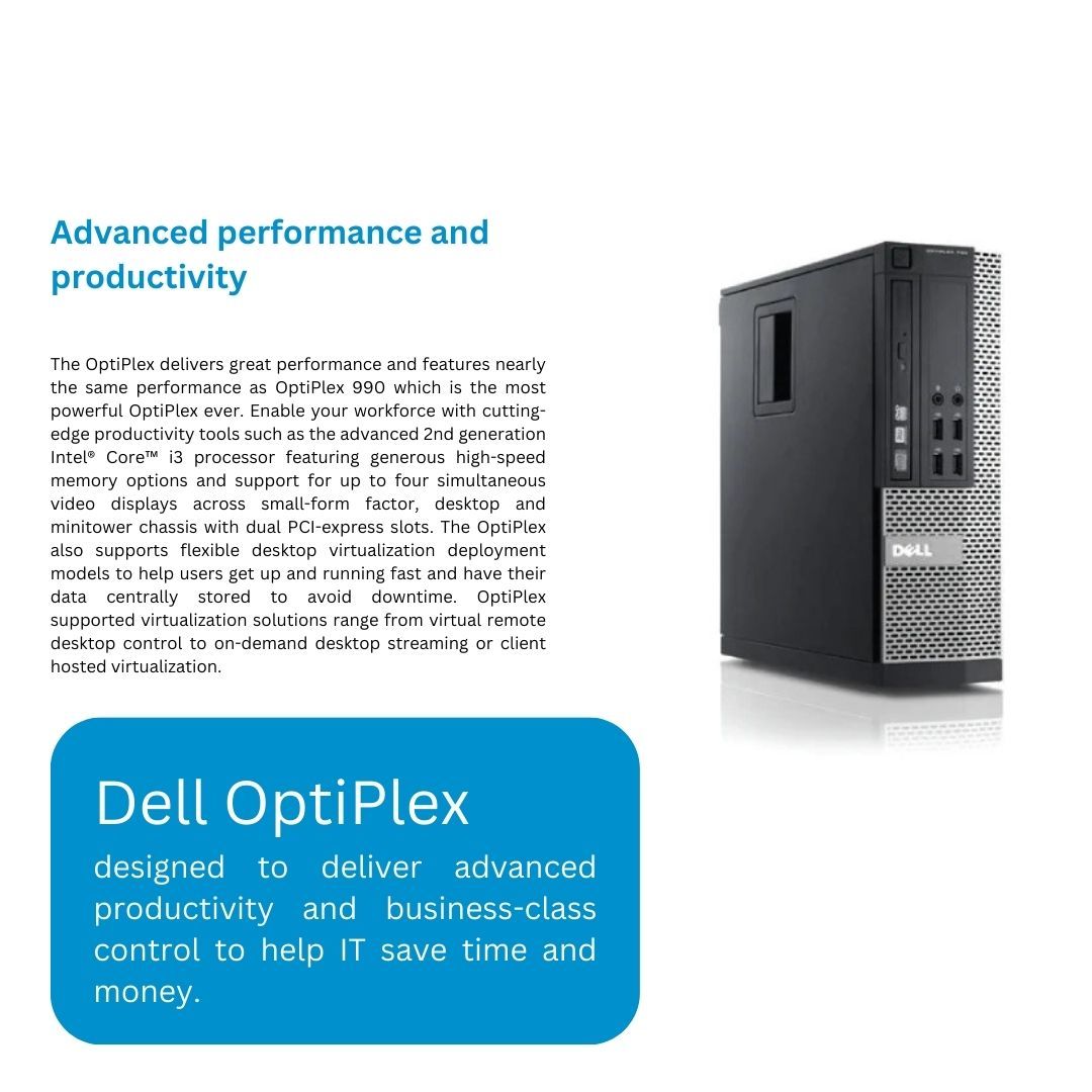 DELL Optiplex 790 Intel Core i3 2400, 3.4GHz, 4GB RAM DDR3, 500 GB HDD Storage, 17.5'' Inch Display Monitor, SFF Desktop Computer PC, Windows 10 Pro 64-bit, Business High Performance