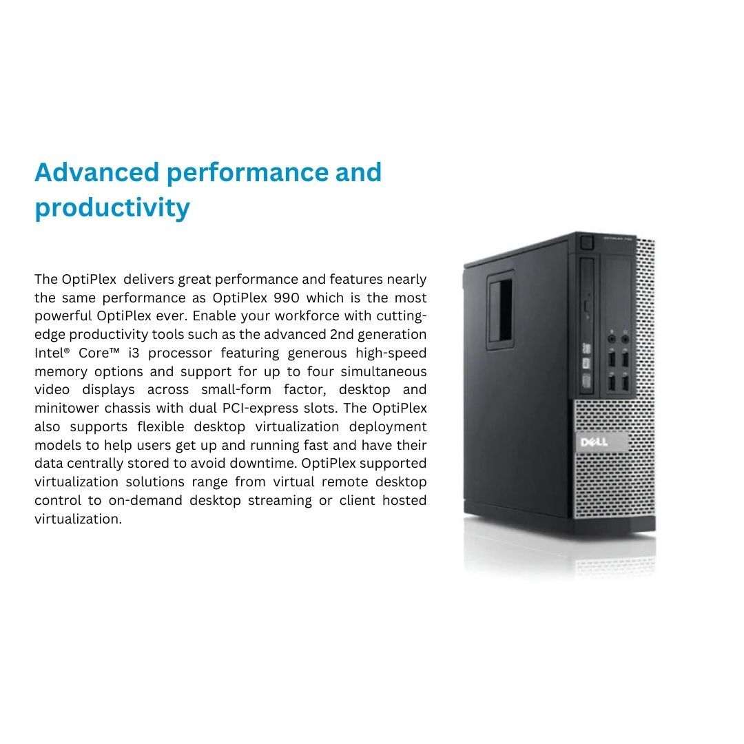 DELL Optiplex 790 Intel Core i3 2400, 3.4GHz, 4GB RAM DDR3, 500 GB HDD Storage, 17.5'' Inch Display Monitor, SFF Desktop Computer PC, Windows 10 Pro 64-bit, Business High Performance