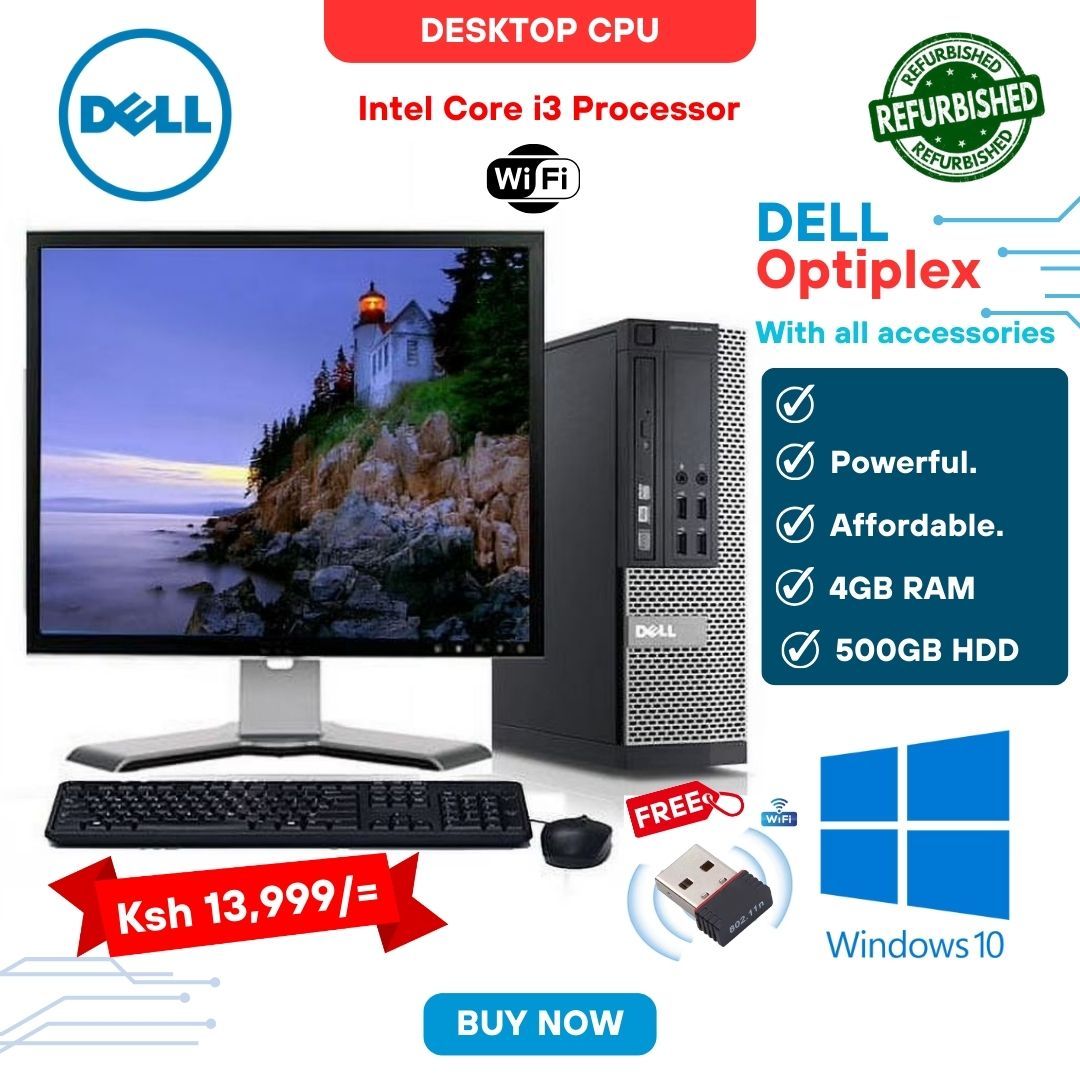 DELL Optiplex 790 Intel Core i3 2400, 3.4GHz, 4GB RAM DDR3, 500 GB HDD Storage, 17.5'' Inch Display Monitor, SFF Desktop Computer PC, Windows 10 Pro 64-bit, Business High Performance