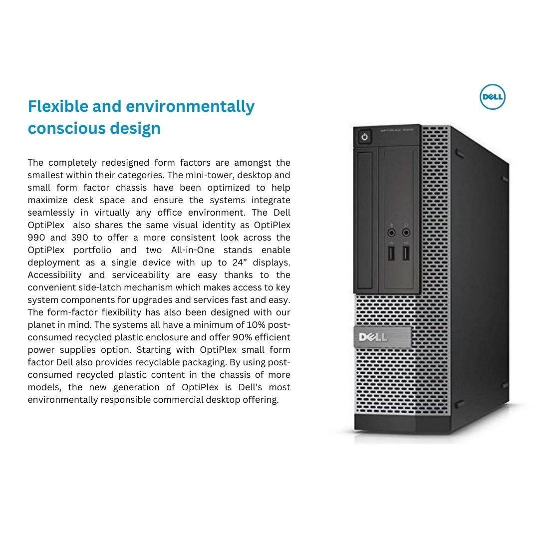 DELL Optiplex 790 Intel Core i3 2400, 3.4GHz, 4GB RAM DDR3, 500 GB HDD Storage, 17.5'' Inch Display Monitor, SFF Desktop Computer PC, Windows 10 Pro 64-bit, Business High Performance