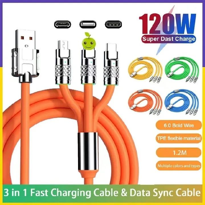 ANNIVERSARY OFFER! 3 In 1 Charging Cable USB Fast Charger Cable For iPhone Micro USB Type-C Charging Cable For Huawei Samsung - Type C Data Cable, Apple Iphone Lightning Cable, Android Micro Fast Usb