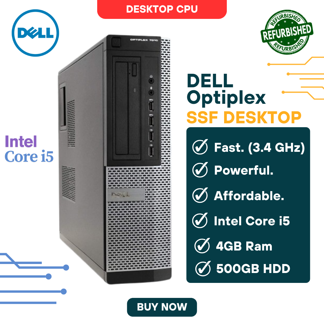 Anniversary Offer!!  DELL OptiPlex CORE I5 4GB RAM, 500GB HDD Storage, Intel Core i5, 3.4GHz Speed,  SFF Desktop Computer CPU, Windows 10 Pro, Ms Office, Ready to Use