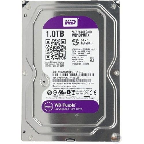 Western Digital Purple B,Internal,5400 RPM,3.5 inch (WD40PURX) Surveillance Hard Drive HDD for CCTV