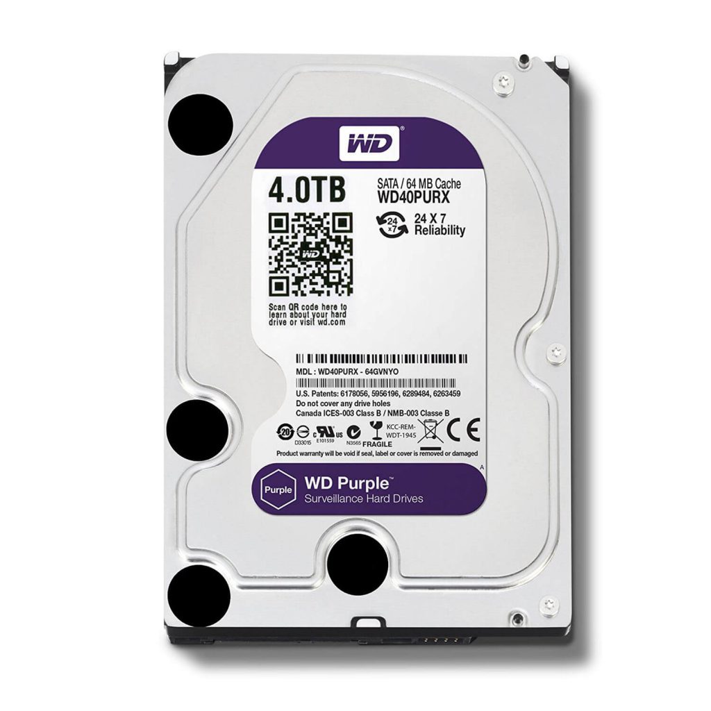 Western Digital Purple B,Internal,5400 RPM,3.5 inch (WD40PURX) Surveillance Hard Drive HDD for CCTV
