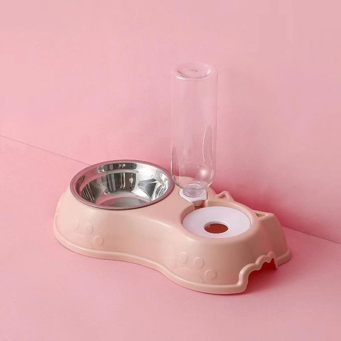 Automatic Single Pet Bowl Plus Water Dispenser - 500ml Water Storage, Moisture-Proof, PP Material