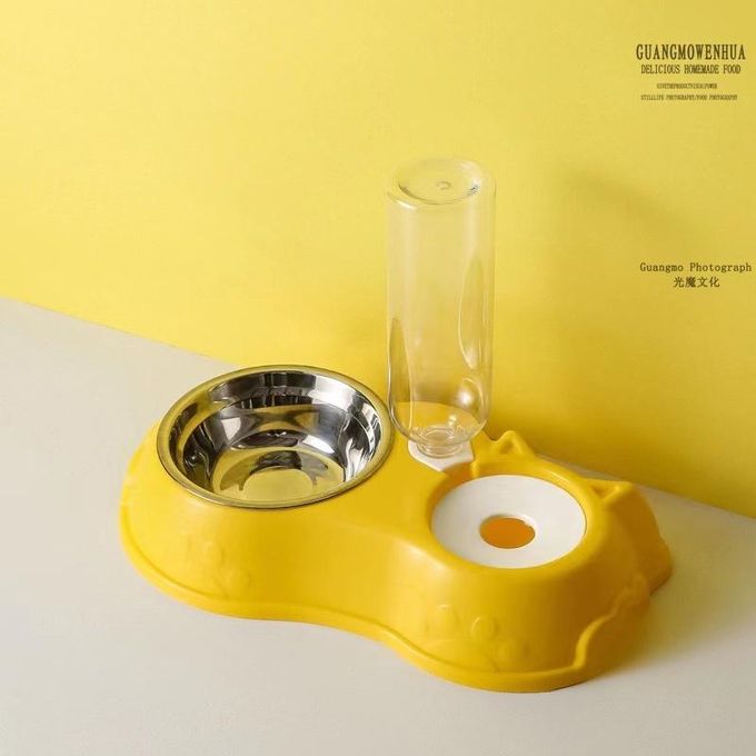 Automatic Single Pet Bowl Plus Water Dispenser - 500ml Water Storage, Moisture-Proof, PP Material