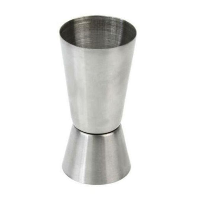 Metallic Double-Sided Tot Glass - Stainless Steel, 15ml and 30ml Measurement Sides