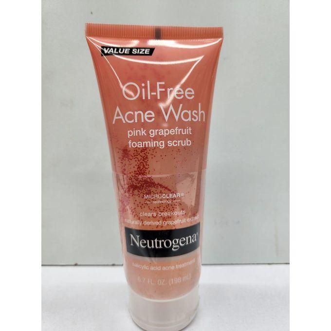 Neutrogena Oil-Free Acne Wash Pink Grapefruit Foaming Scrub with Salicylic Acid 2% (Acne Treatment) 198ml-clears break outs