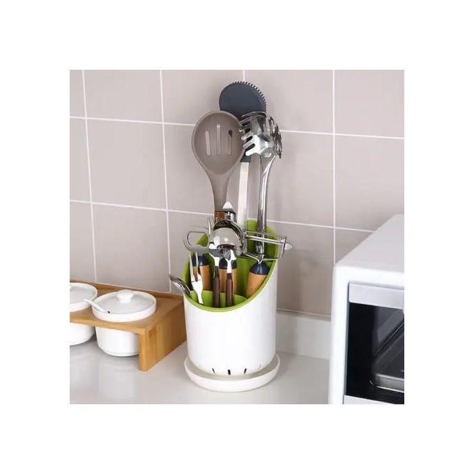 Cutlery Drainer and Organizer - Protective Knife Draining Slot, Integrated Pouring Slot, Dismantles for Easy Cleaning