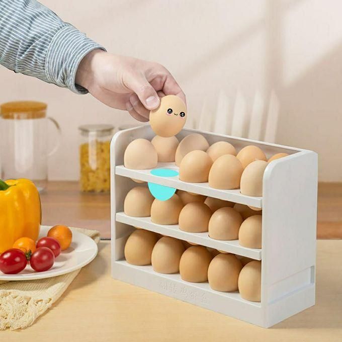 30 slots Egg Storage Box Refrigerator Side Door-Mounted Egg Box Kitchen Drop-Resistant Egg Holder Storage Rack