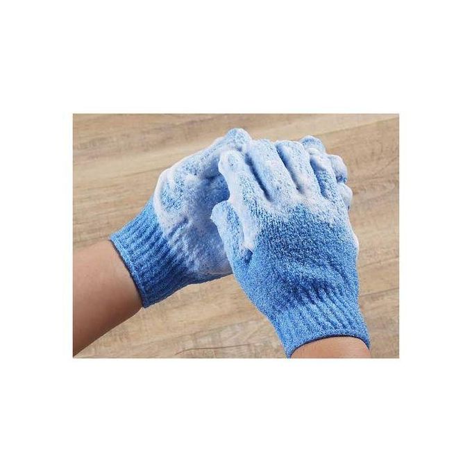 Fashion Bathing Gloves Exfoliating Body Shower Scrub Gloves-blue