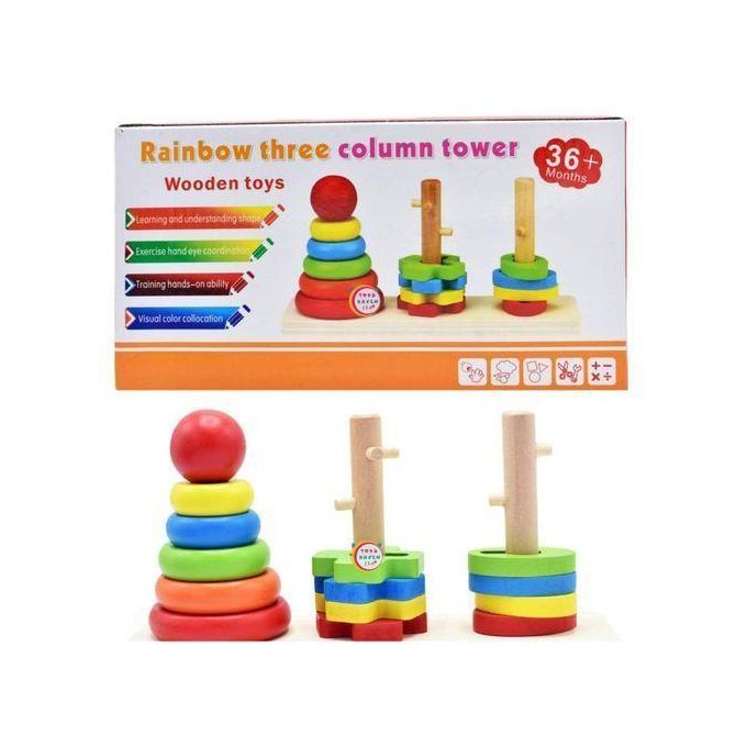 Rainbow Tower 3 Columns Stacking Montessori Toys