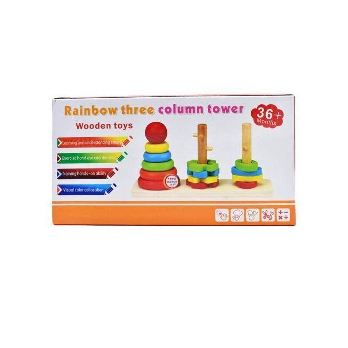 Rainbow Tower 3 Columns Stacking Montessori Toys