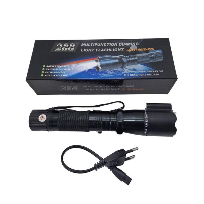 3 in 1 Torch 288 Type Self Defense Flashlight LED Electric Laser Pointer