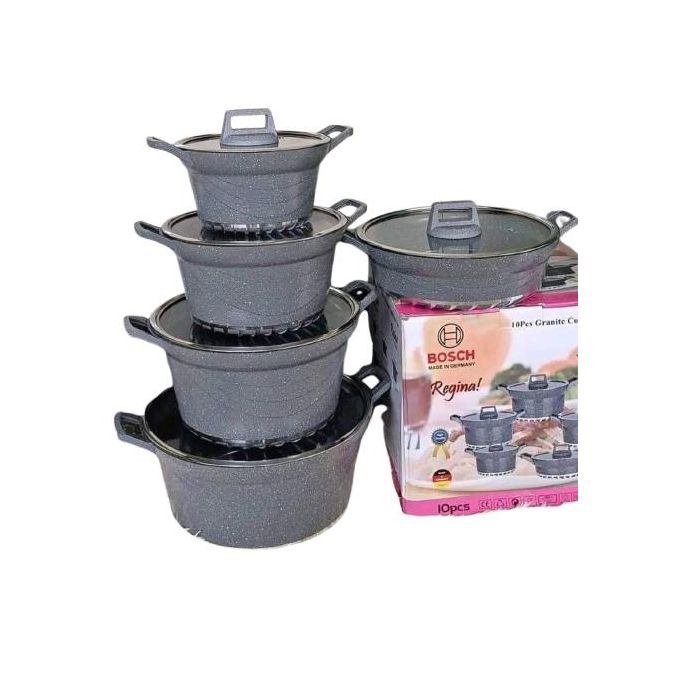 Bosch 10 Pcs Granite Non-Stick CookWare Set Pots Sufuria - Grey