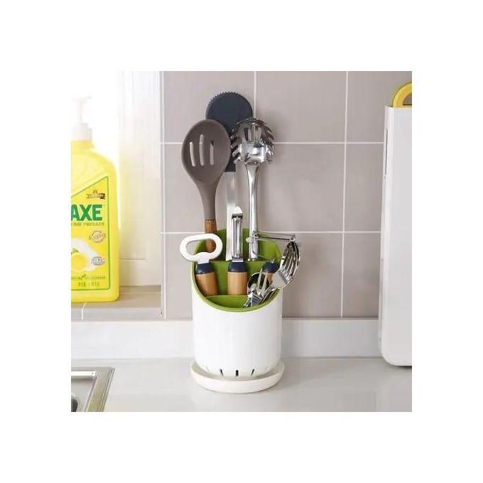 Cutlery Drainer and Organizer - Protective Knife Draining Slot, Integrated Pouring Slot, Dismantles for Easy Cleaning