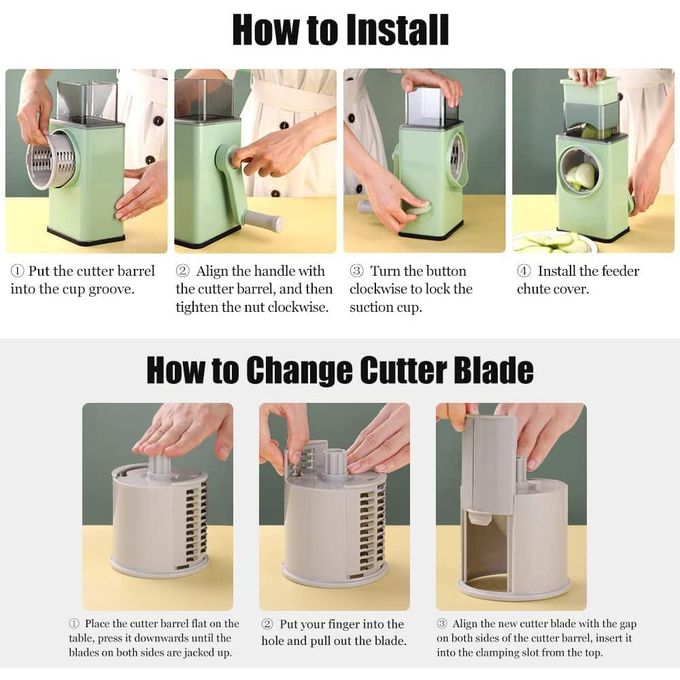 Share this product


Multifunctional Rotary Drum Vegetable Grater & Slicer, Mandoline Chopper Kitchen Vegetables Cutter & Shredder for Kitchen,Onion,Potato,Carrot,Fruit,Cookie,Oreo,Nuts,Salad Maker