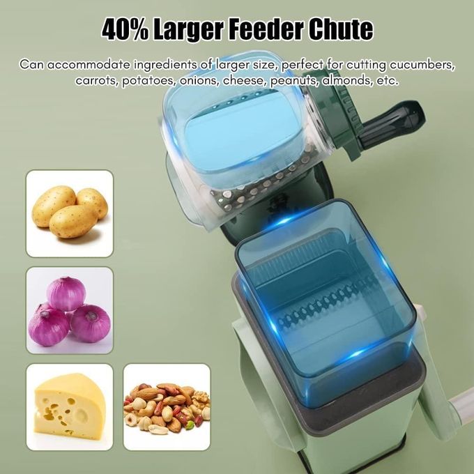 Share this product


Multifunctional Rotary Drum Vegetable Grater & Slicer, Mandoline Chopper Kitchen Vegetables Cutter & Shredder for Kitchen,Onion,Potato,Carrot,Fruit,Cookie,Oreo,Nuts,Salad Maker