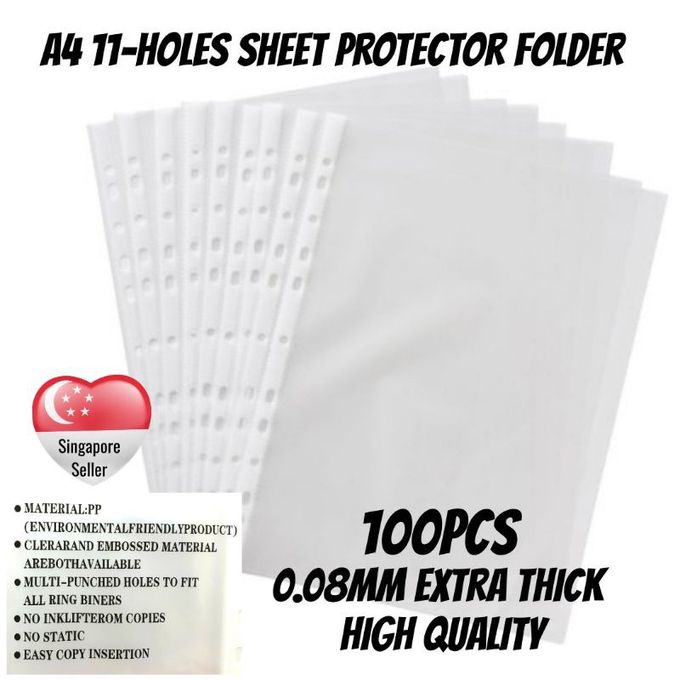 100pcs A4 Clear Plastic Document Pocket Folders Filing Wallet Sleeves