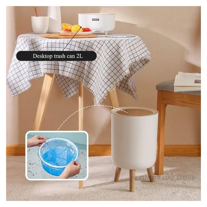 Nordic Style Garbage Container With Wood Grain Cover