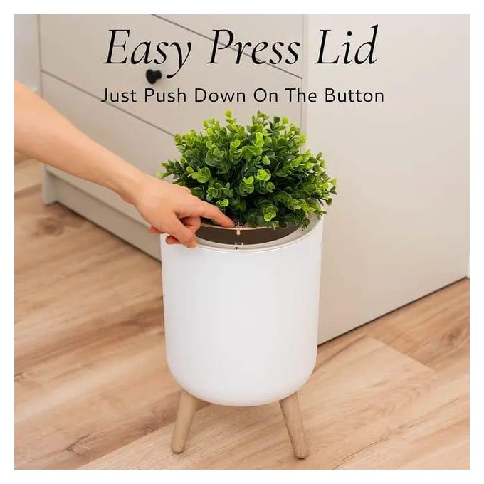 Nordic Style Garbage Container With Wood Grain Cover