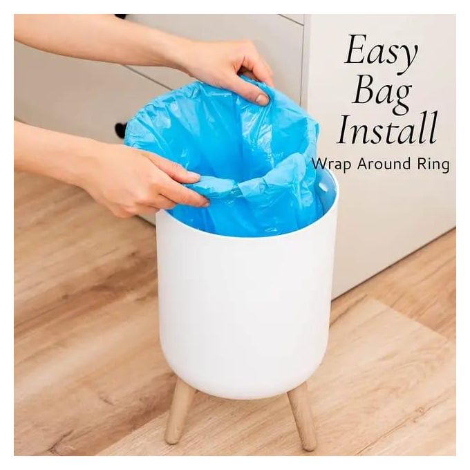 Nordic Style Garbage Container With Wood Grain Cover