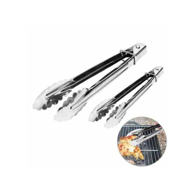 Stainless Steel Cooking BBQ Serving Food Tongs - Set Of 3
