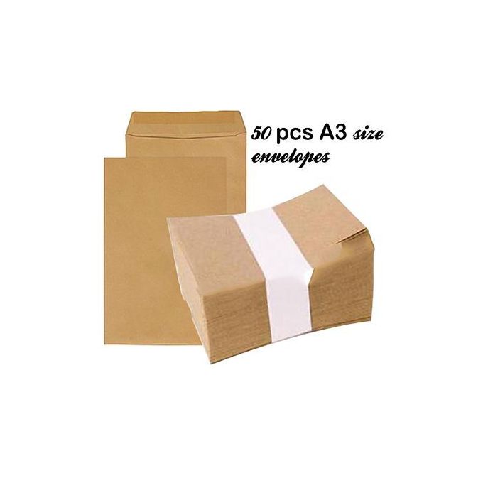 50 Pcs Tough Quality A3 Size Brown Envelopes