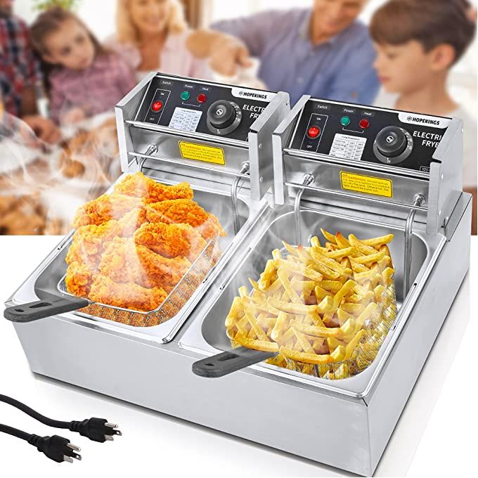 Nunix Double Tank 6+6LT CHIPS/CHICKEN Stainless Steel Deep Fryer