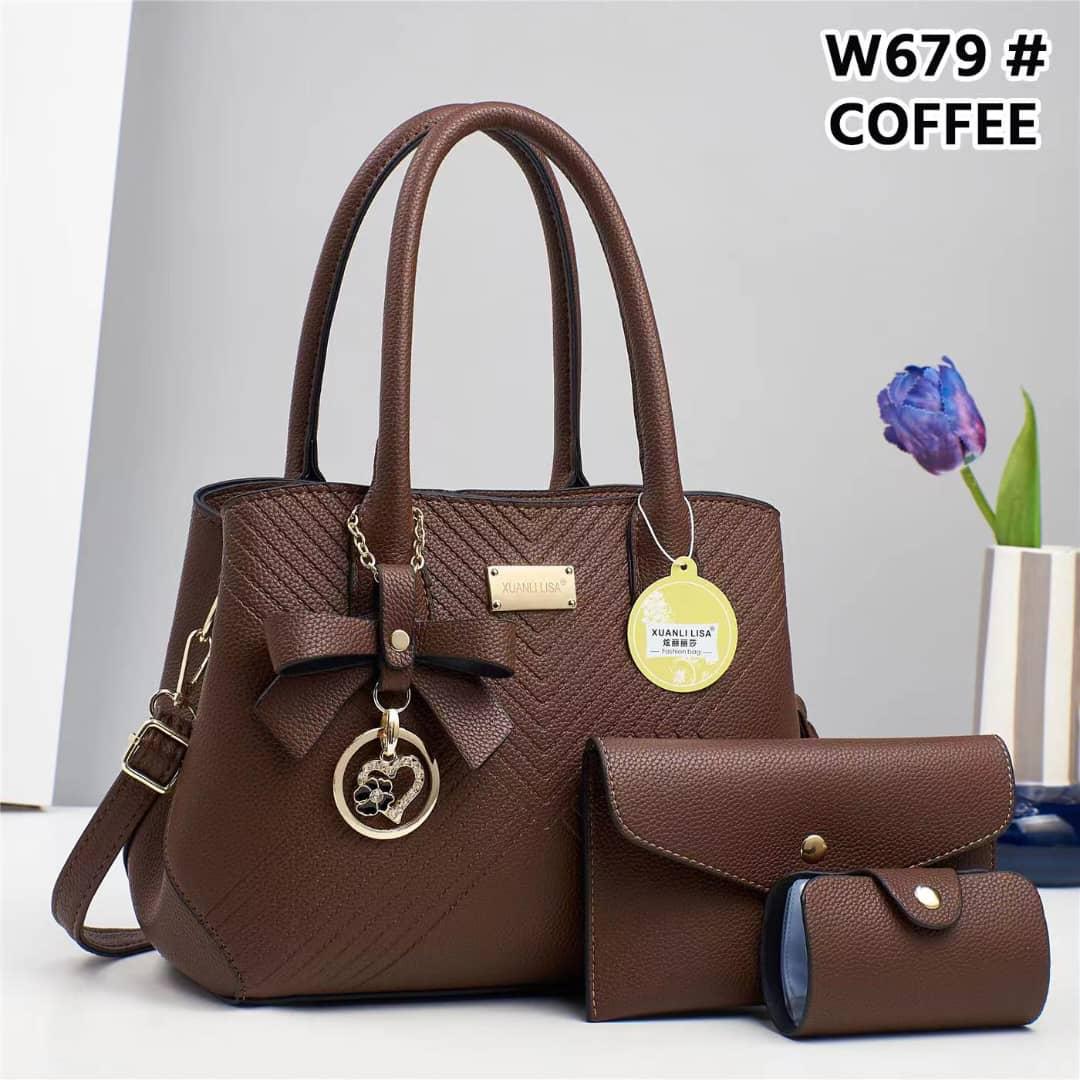 3in1 Classic Trendy Ladies Handbag Women Shoulder Bag Strap Adjustable Fashion Bag Zipper Closure Girls Crossbody Bag with Purse or Wallet and Sling Bag