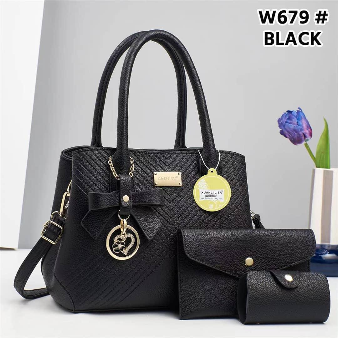 3in1 Classic Trendy Ladies Handbag Women Shoulder Bag Strap Adjustable Fashion Bag Zipper Closure Girls Crossbody Bag with Purse or Wallet and Sling Bag