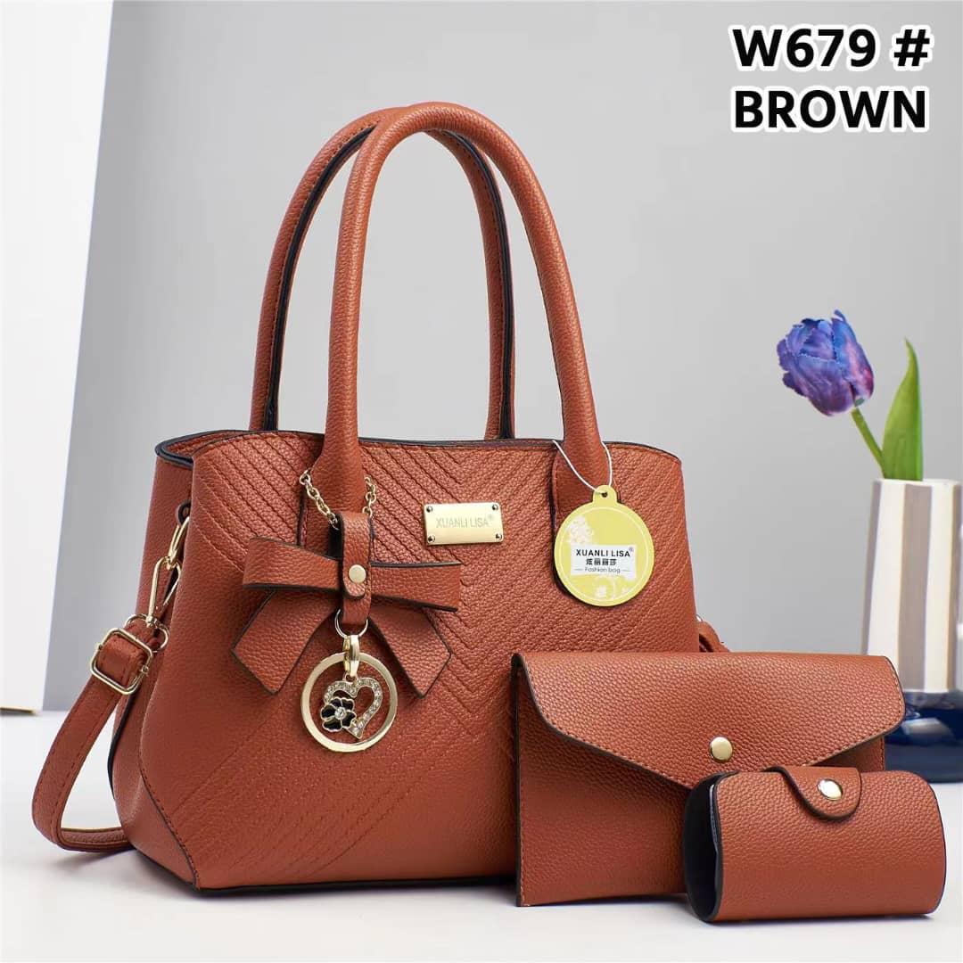 3in1 Classic Trendy Ladies Handbag Women Shoulder Bag Strap Adjustable Fashion Bag Zipper Closure Girls Crossbody Bag with Purse or Wallet and Sling Bag