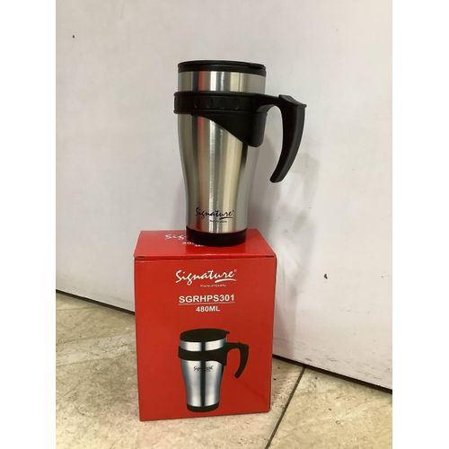 Signature Unbreakable Vacuum Travel Mugs With Handle 420ml Thermal Cup for Milk, Water or Coffee Drink either Hot or Cold
