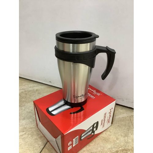 Signature Unbreakable Vacuum Travel Mugs With Handle 420ml Thermal Cup for Milk, Water or Coffee Drink either Hot or Cold