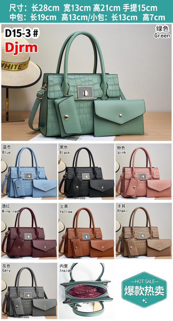 3in1 Classic Trendy Ladies Handbag Women Shoulder Bag Strap Adjustable Fashion Bag Zipper Closure Girls Crossbody Bag with Purse or Wallet and Sling Bag
