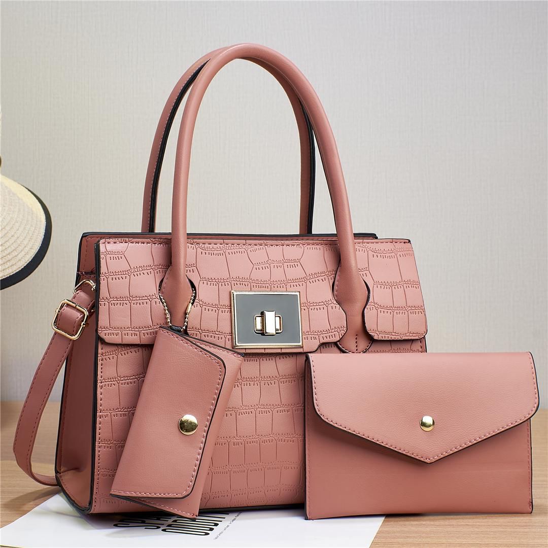 3in1 Classic Trendy Ladies Handbag Women Shoulder Bag Strap Adjustable Fashion Bag Zipper Closure Girls Crossbody Bag with Purse or Wallet and Sling Bag