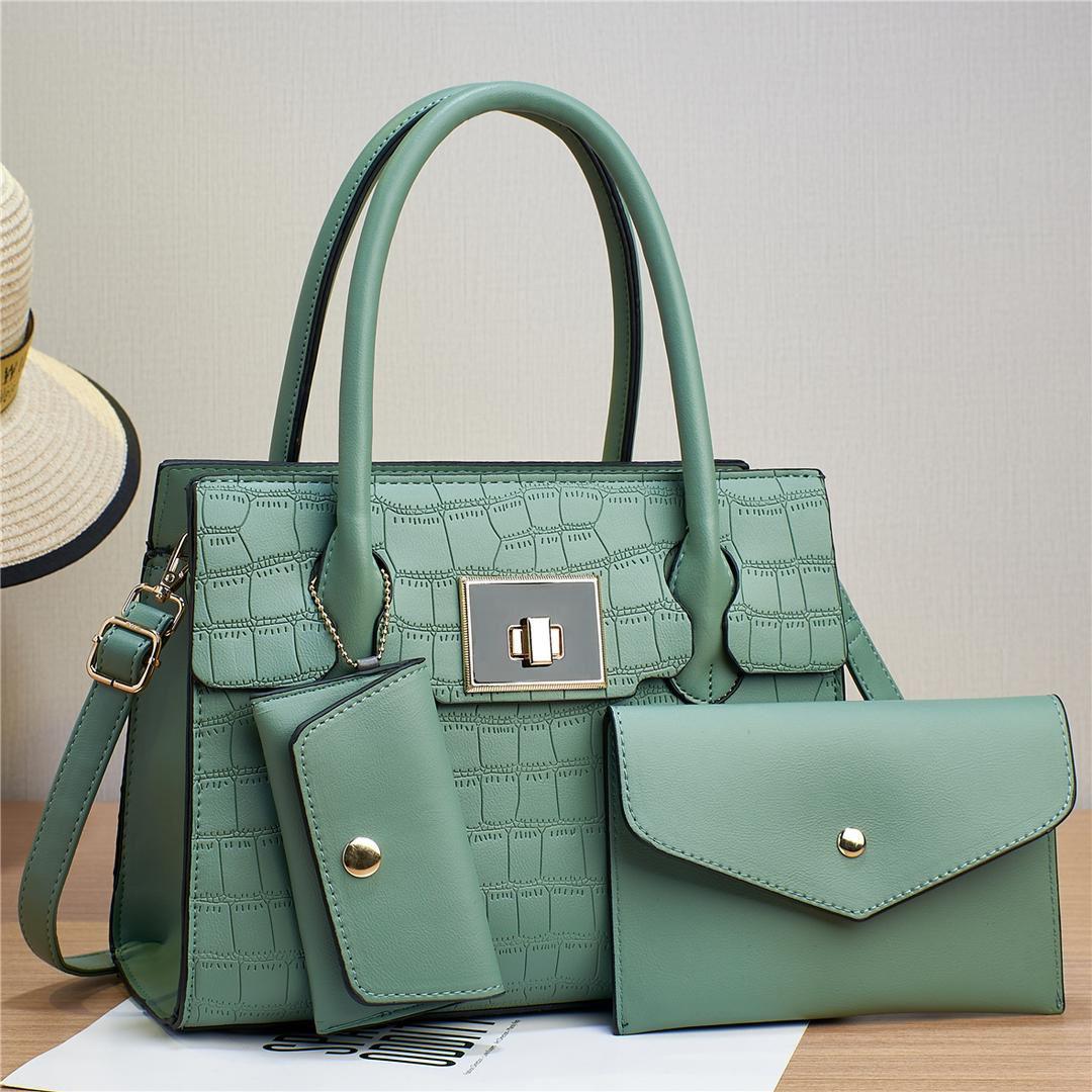 3in1 Classic Trendy Ladies Handbag Women Shoulder Bag Strap Adjustable Fashion Bag Zipper Closure Girls Crossbody Bag with Purse or Wallet and Sling Bag