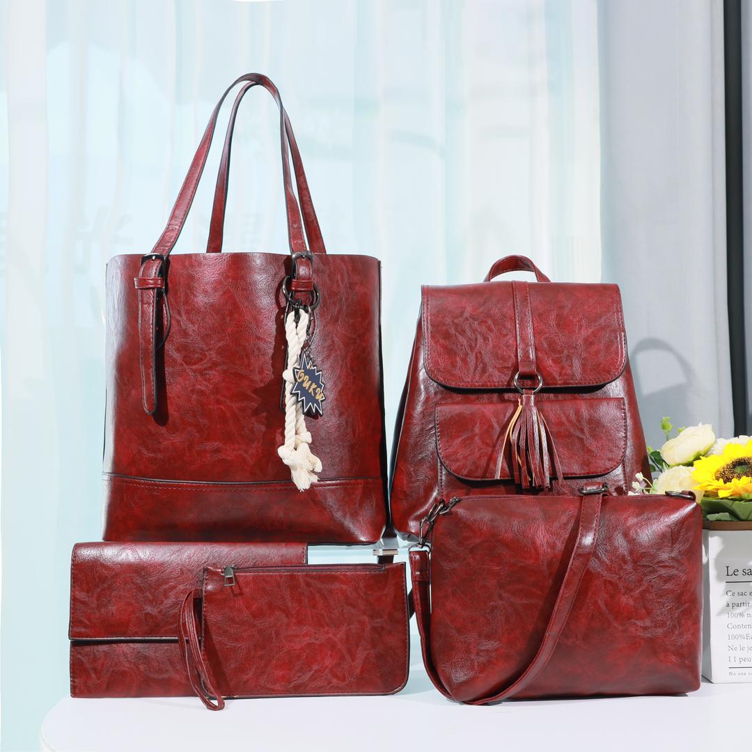 5in1 Classic Trendy Ladies Handbag Women Shoulder Bag Strap Adjustable Fashion Bag Zipper Closure Girls Crossbody Bag with Purse or Wallet and Sling Bag