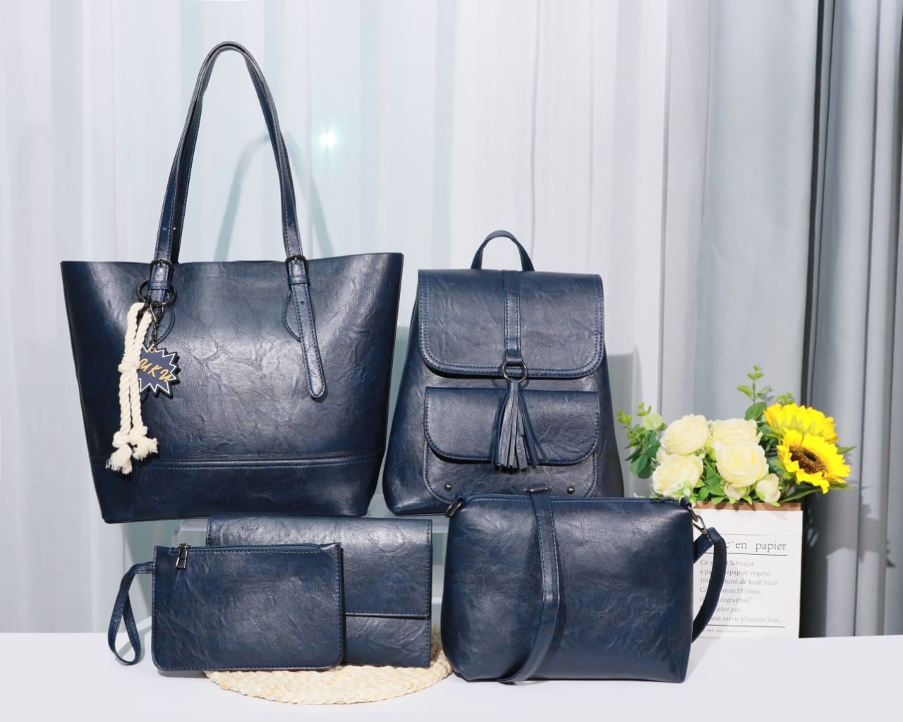 5in1 Classic Trendy Ladies Handbag Women Shoulder Bag Strap Adjustable Fashion Bag Zipper Closure Girls Crossbody Bag with Purse or Wallet and Sling Bag