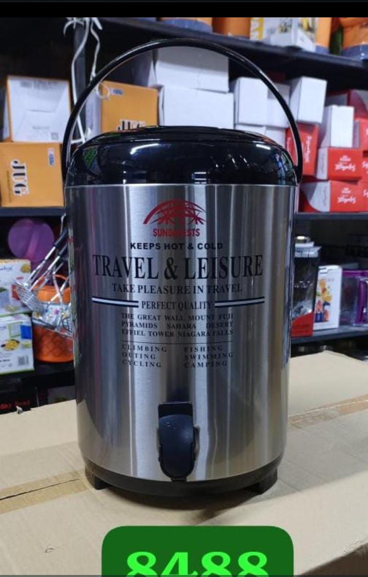 Travel and Leisure Hot & Cold Food Flask And Tea Urn 9.5l.Capacity: 9.5L Hygienic stainless steel Stainless steel construction Concealed heating element Keeps water or tea warm/ hot