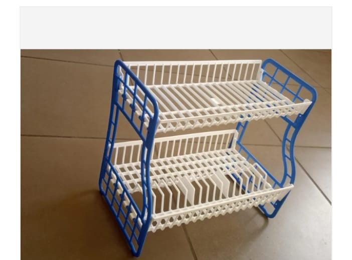 Kenpoly double decker dishrack Two tier heavy plastic Dish Rack Utensil Organizer 2 Layers Kitchen Households