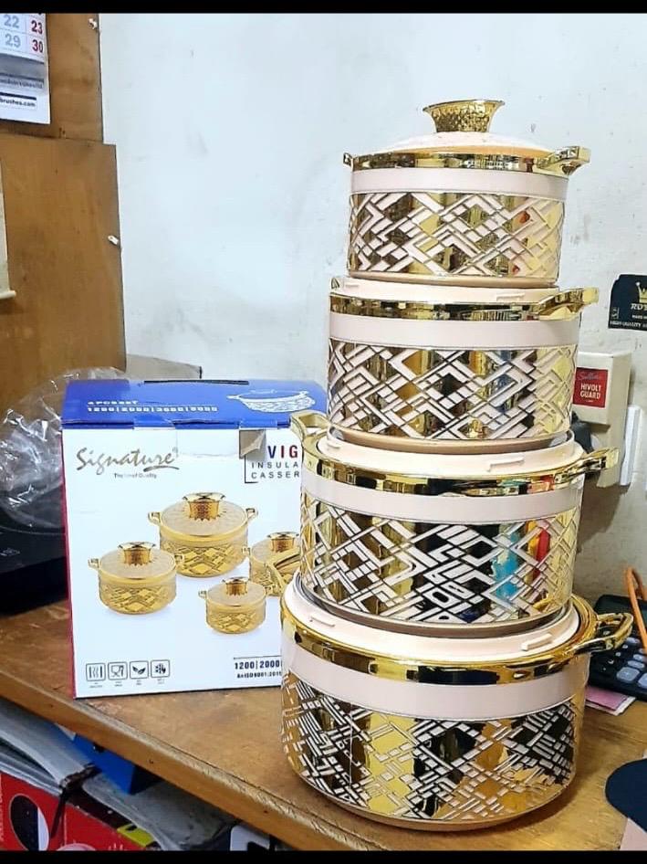 4Pcs Signature Vigo Hotpot  Insulated Casserole Hotpots for Serving Food and Keep Food Hot Serveware Dish Set Capacity 1200ml, 2000ml, 3000ml, 5000ml