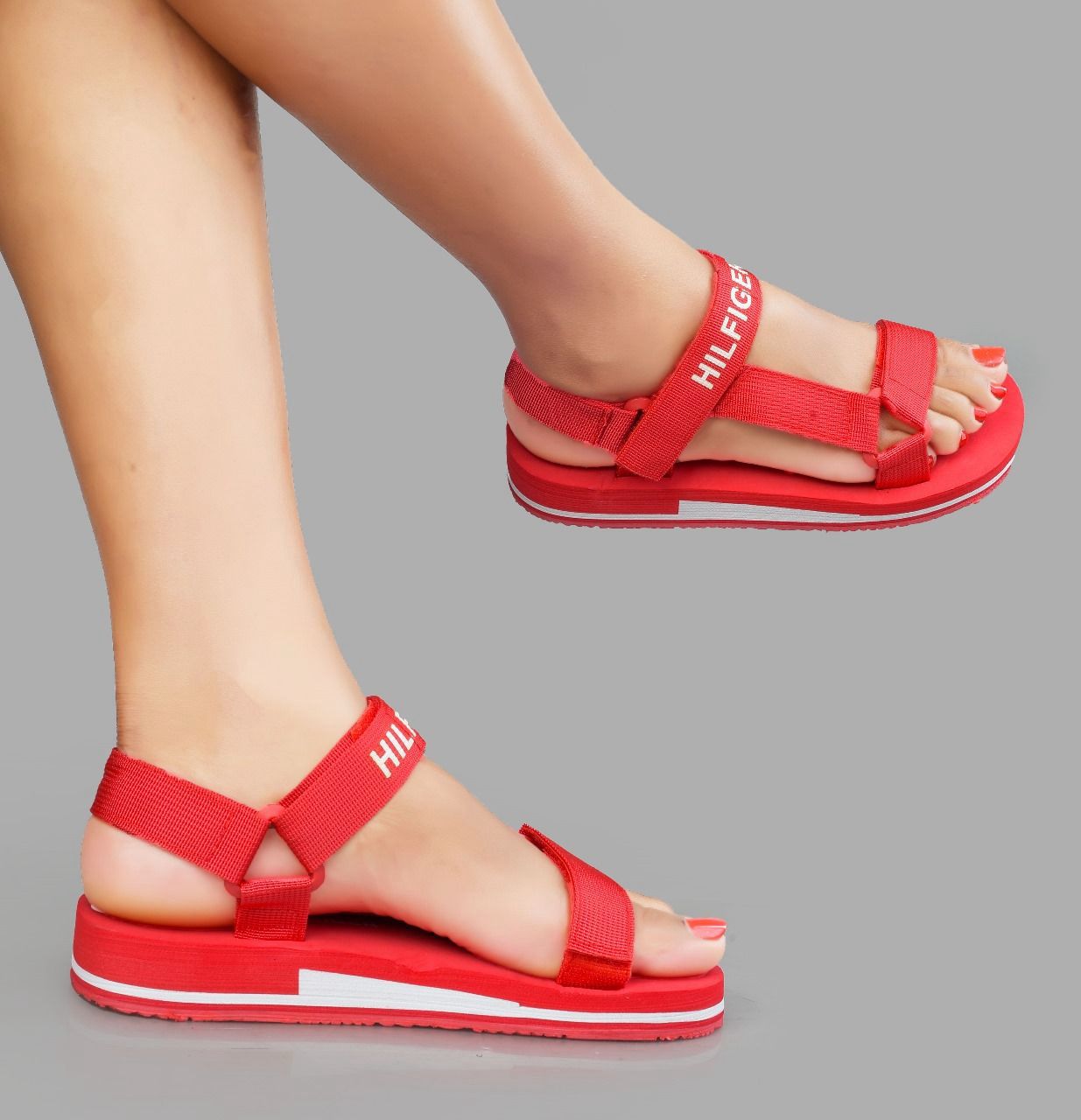 Quality Tommy Hilfiger Red Sandals Ladie's Summer Slides Rubber Sole New Women Sandals and Slippers Men's Sandals Adult Beach Open Shoes Non-slip Open-toe Generic Sandals