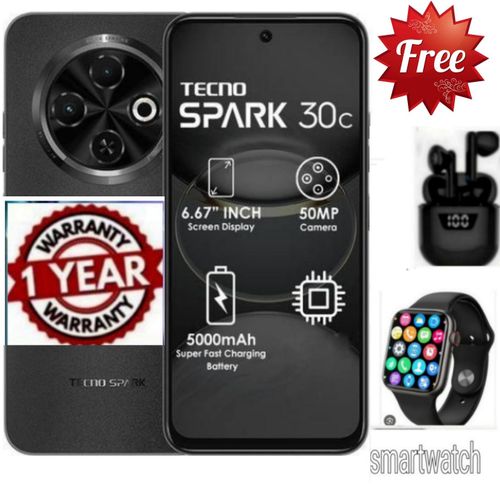 SPARK 30C,6.67" INCHES DISPLAY,4GB RAM +4GB RAM & 128GB ROM,FREE GIFTS PACK