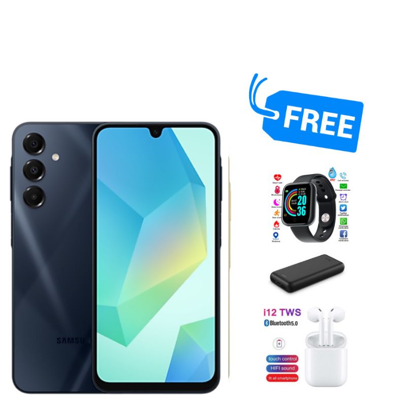 GALAXY A16,SUPER AMOLED DISPLAY 6.7 INCHES,4GB RAM & 128GB ROM,DUAL SIM 5000MAH, FREE POWERBANK,BUDS & SMART WATCH,SMARTPHONES