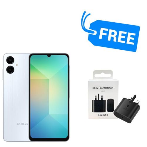 Samsung GALAXY A06,IPS LCD 6.7" INCHES,(4GB RAM +64GB ROM)DUAL SIM,5000MAH,50MP, & ADAPTER