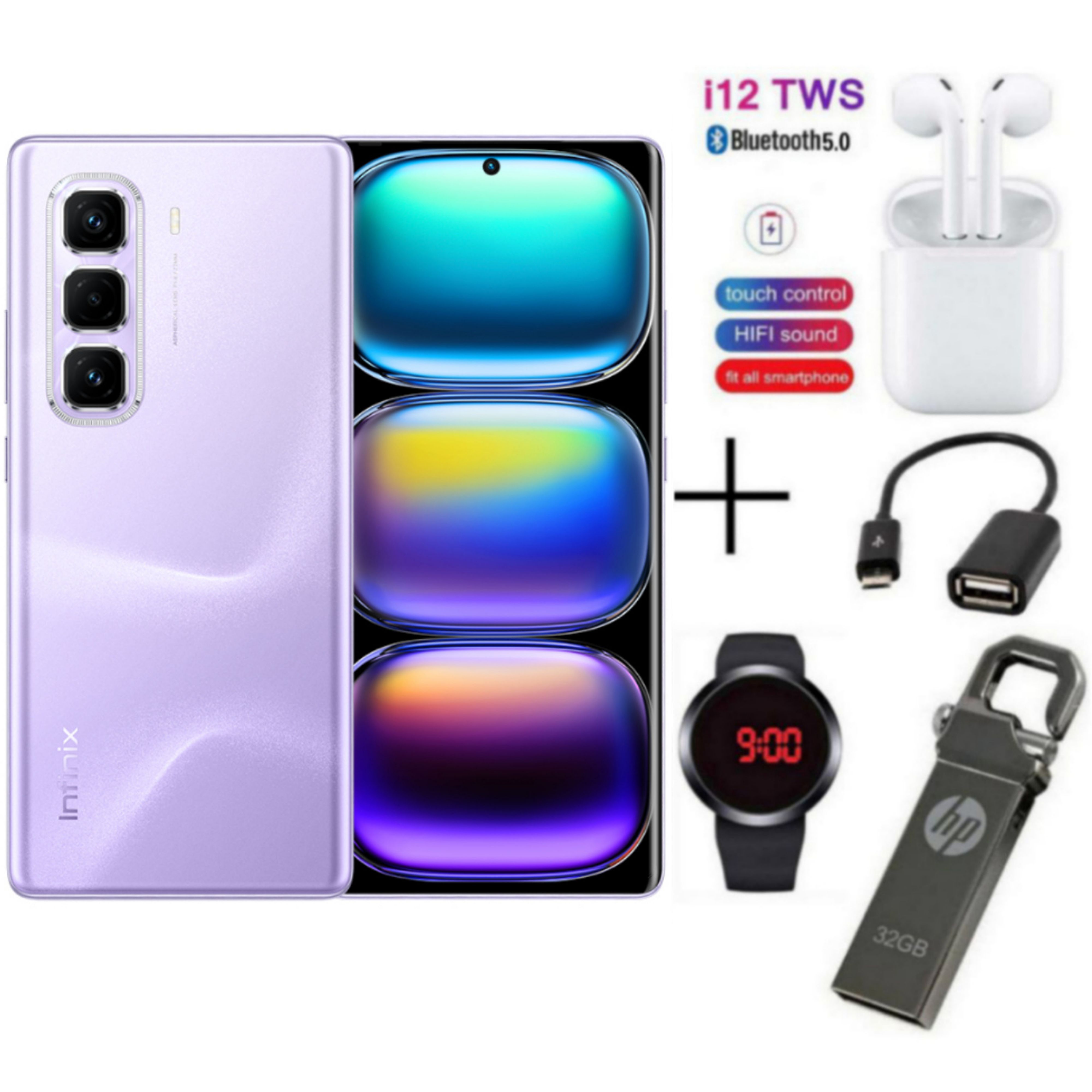[New Arrival] Infinix Hot 50 Pro Plus 256GB+8GB 6.7" 3D-Curved AMOLED 120Hz Screen Phone 5000mAh With 33W Type-C 50MP Camera MTK Helio G100 Fingerprint Lock Hot 50 Pro+ Smart Phone Plus Free Gifts