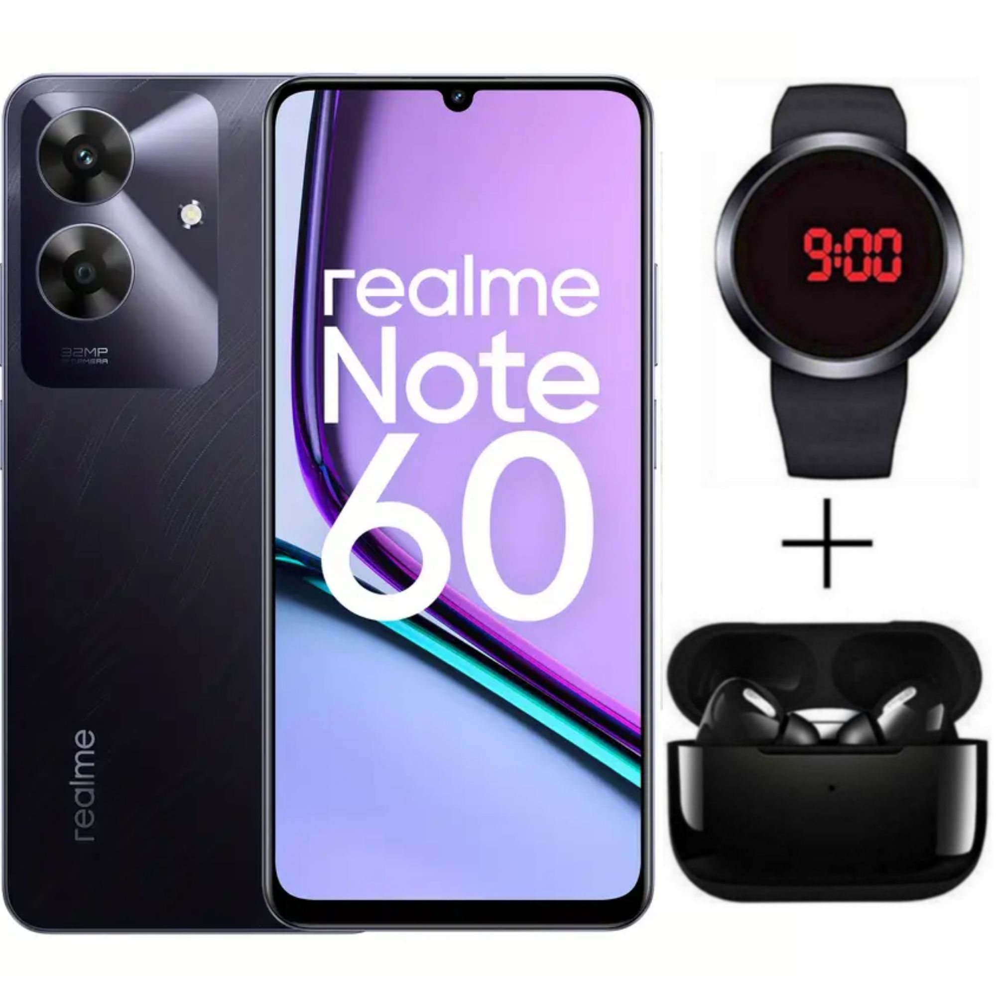 New Arrival Realme Note 60 128GB ROM + 8(4+4)GB RAM 6.74" 90Hz 32MP AI Camera IP64 Drop Dust Water Resistant Android 14 Ultra Slim 5000mAh Type-C Fingerprint phone + FREE GIFTS AVAILABLE